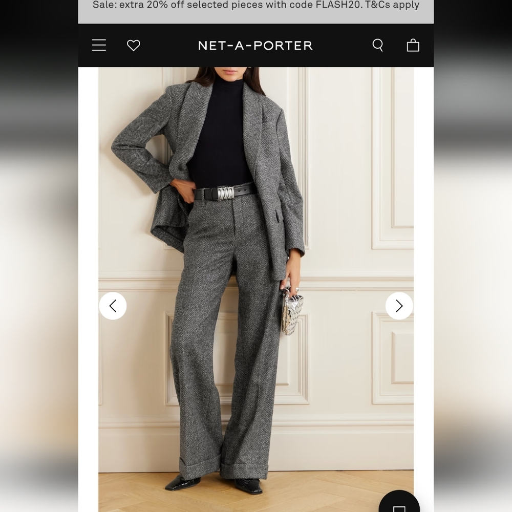 Brunello Cucinelli Herringbone woven wide-leg pants Wool Sz 6